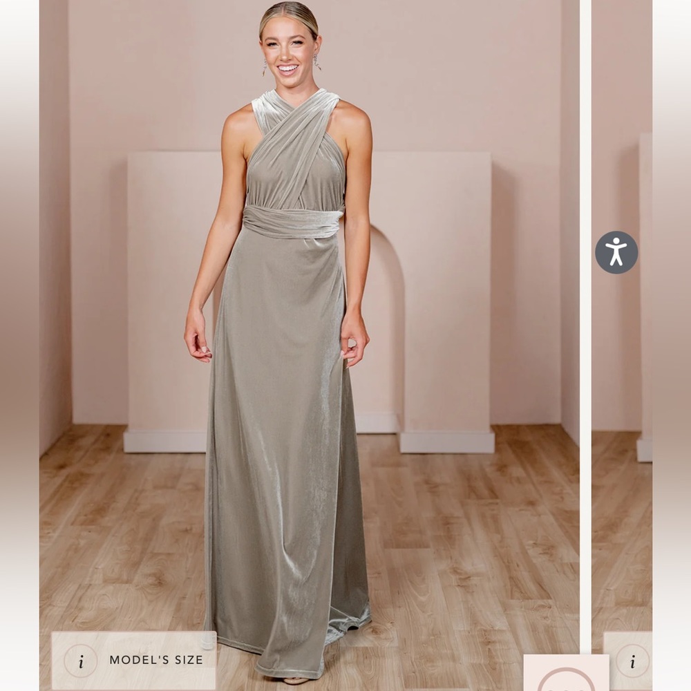 Revelry Micah Convertible Velvet dress in sage green